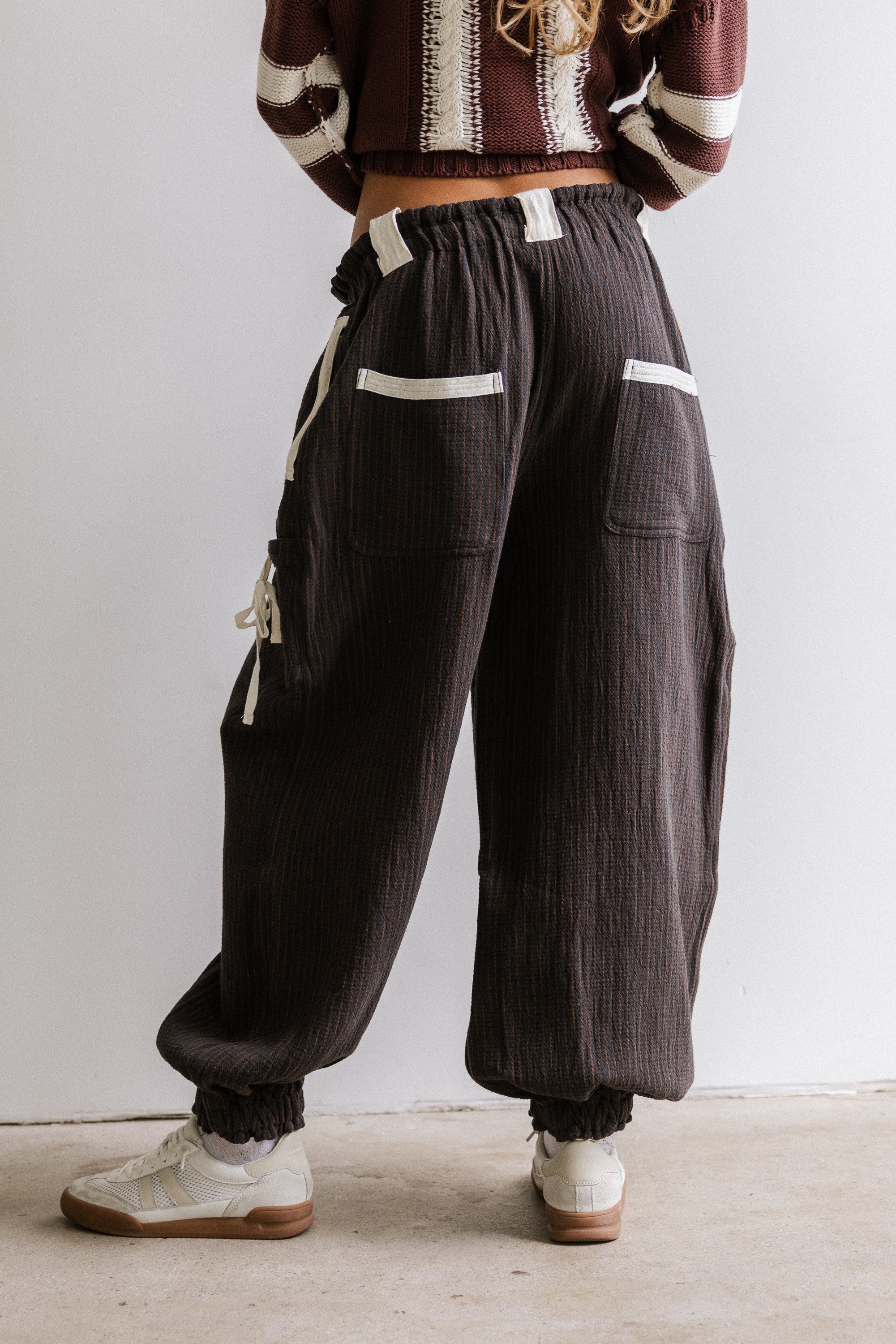 Cozette Striped Baggy Pants in Navy