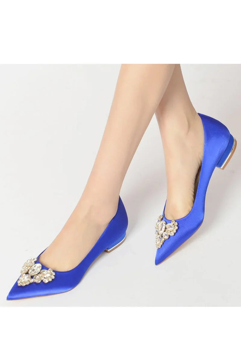 Pretty Pointed Toe Rhinestone Kitten Heels