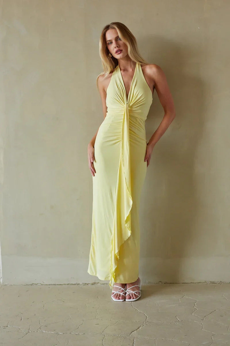 Cecelia Halter Draped Maxi Dress