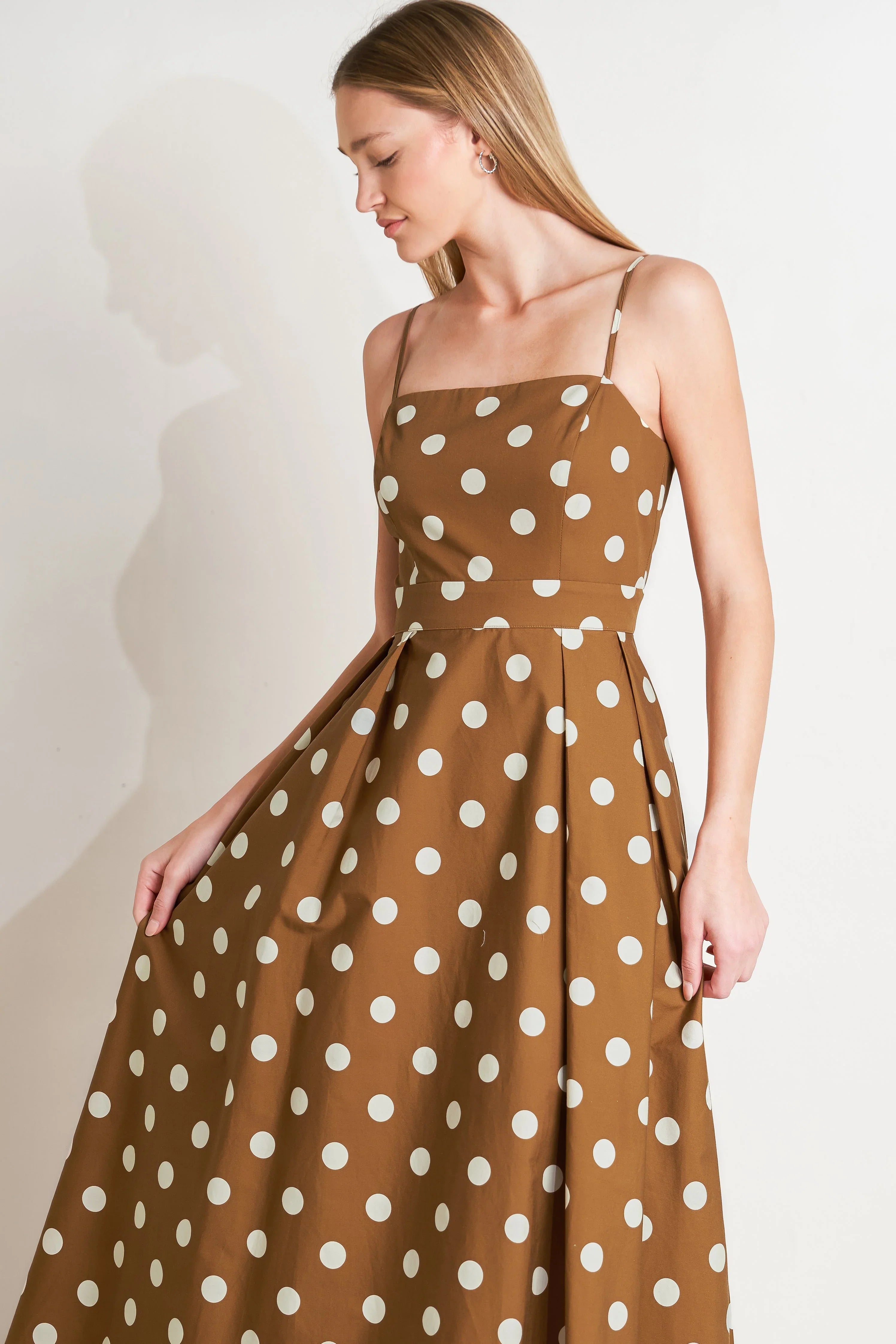 ESPRESSO DREAM POLKA DOT MIDI DRESS