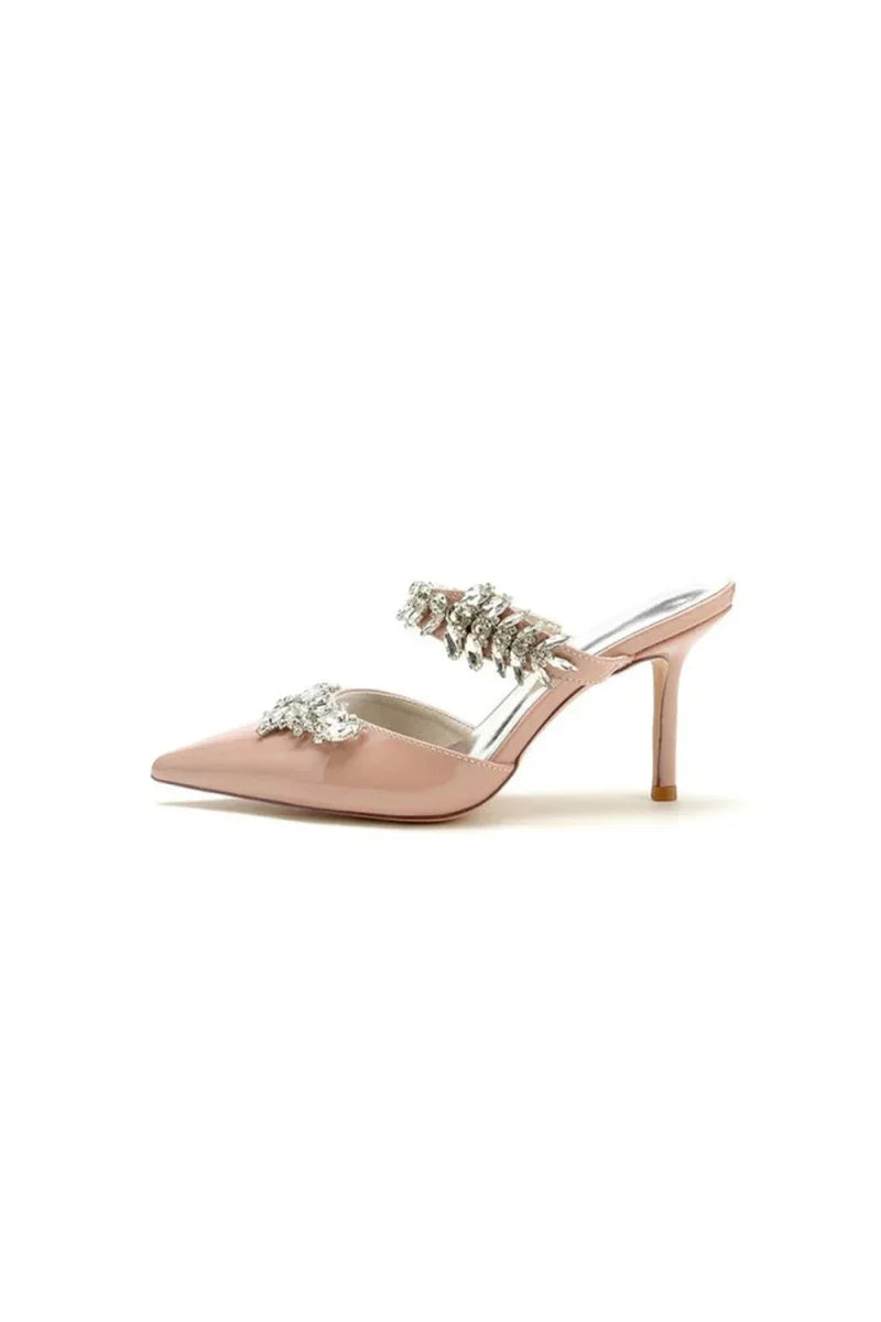 Champagne Pointed Toe Wedding Shoes with Rhinestone