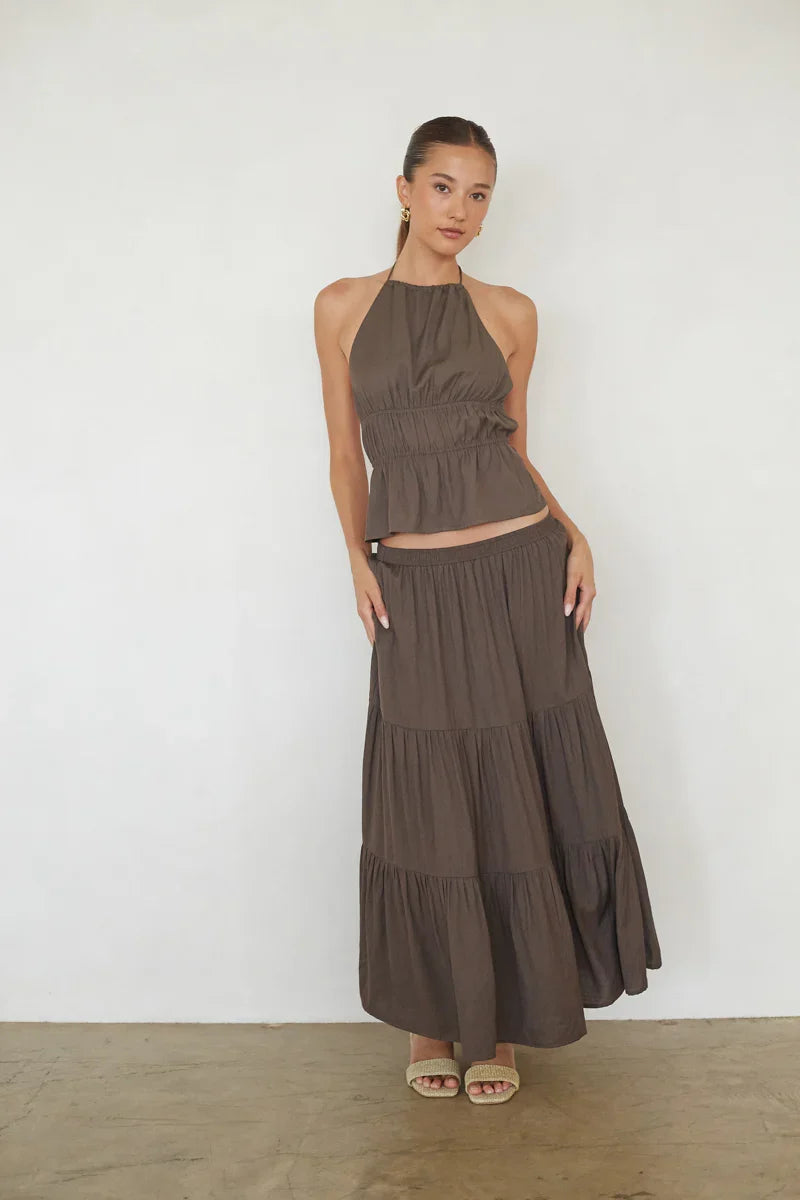 Hope Ruched Open Back Top