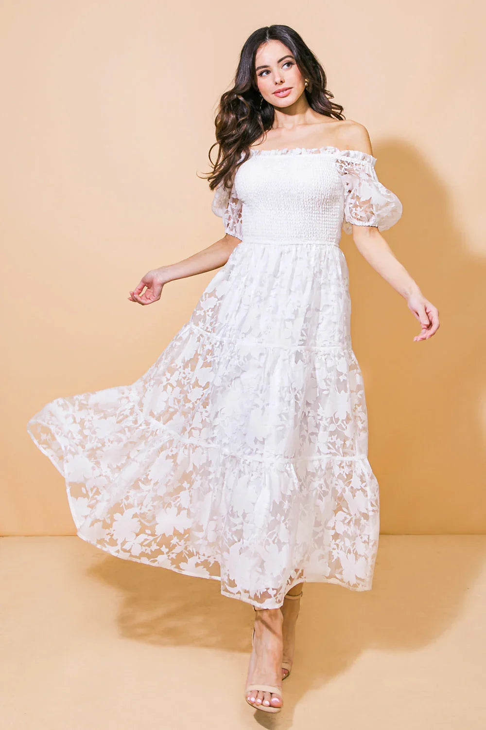 LOVE IN YOUR EYES WHITE MIDI DRESS