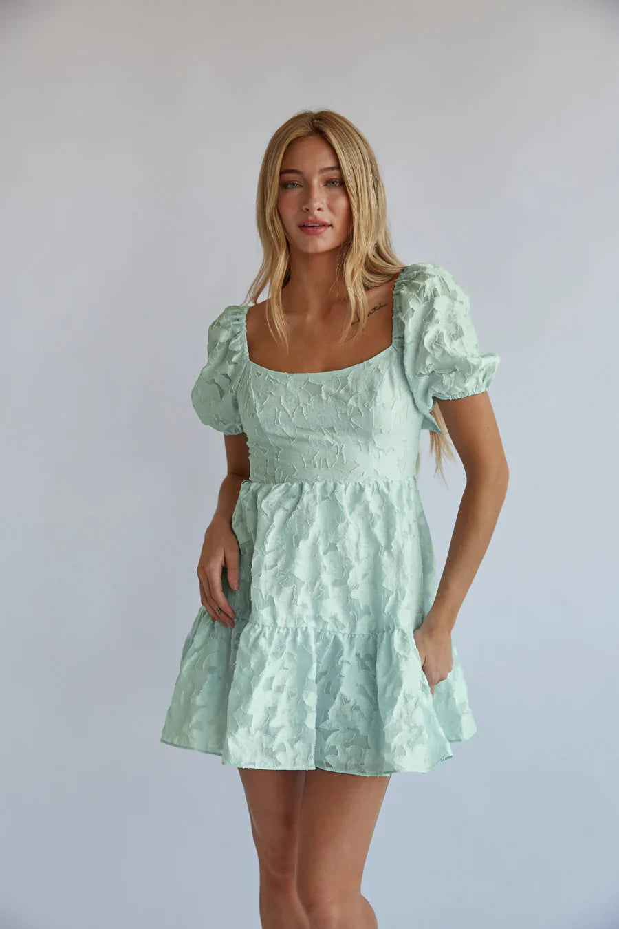 Whitley Tie Back Puff Sleeve Babydoll Mini Dress