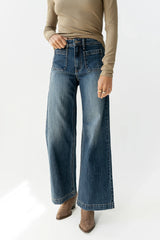 Alexia Wide Leg Jeans in Dark Wash