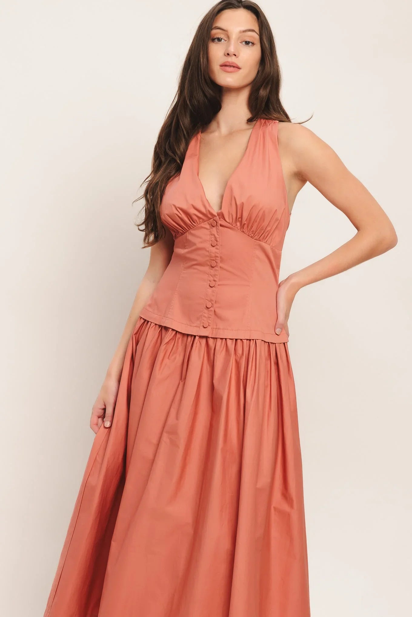 SUNSET MUSE PINK MIDI DRESS