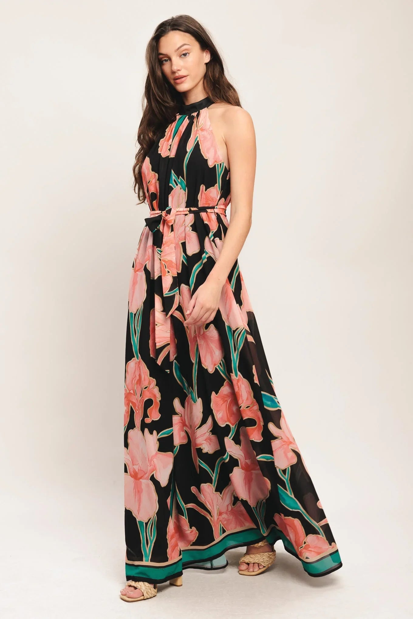 GARDEN NOIR BLACK FLORAL MAXI DRESS