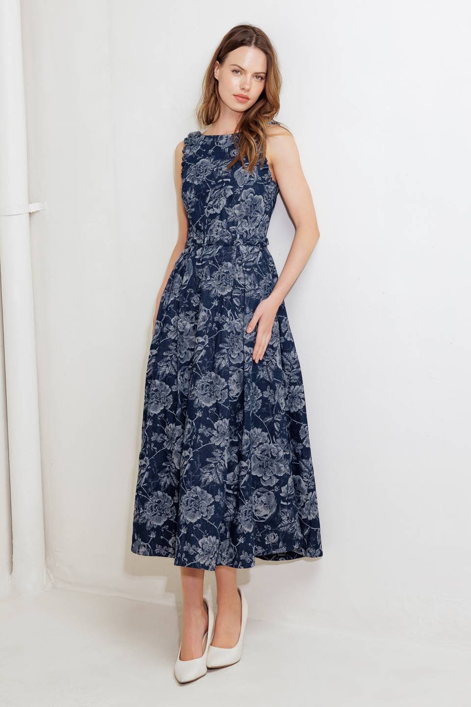 ROSE DENIM MIDI DRESS