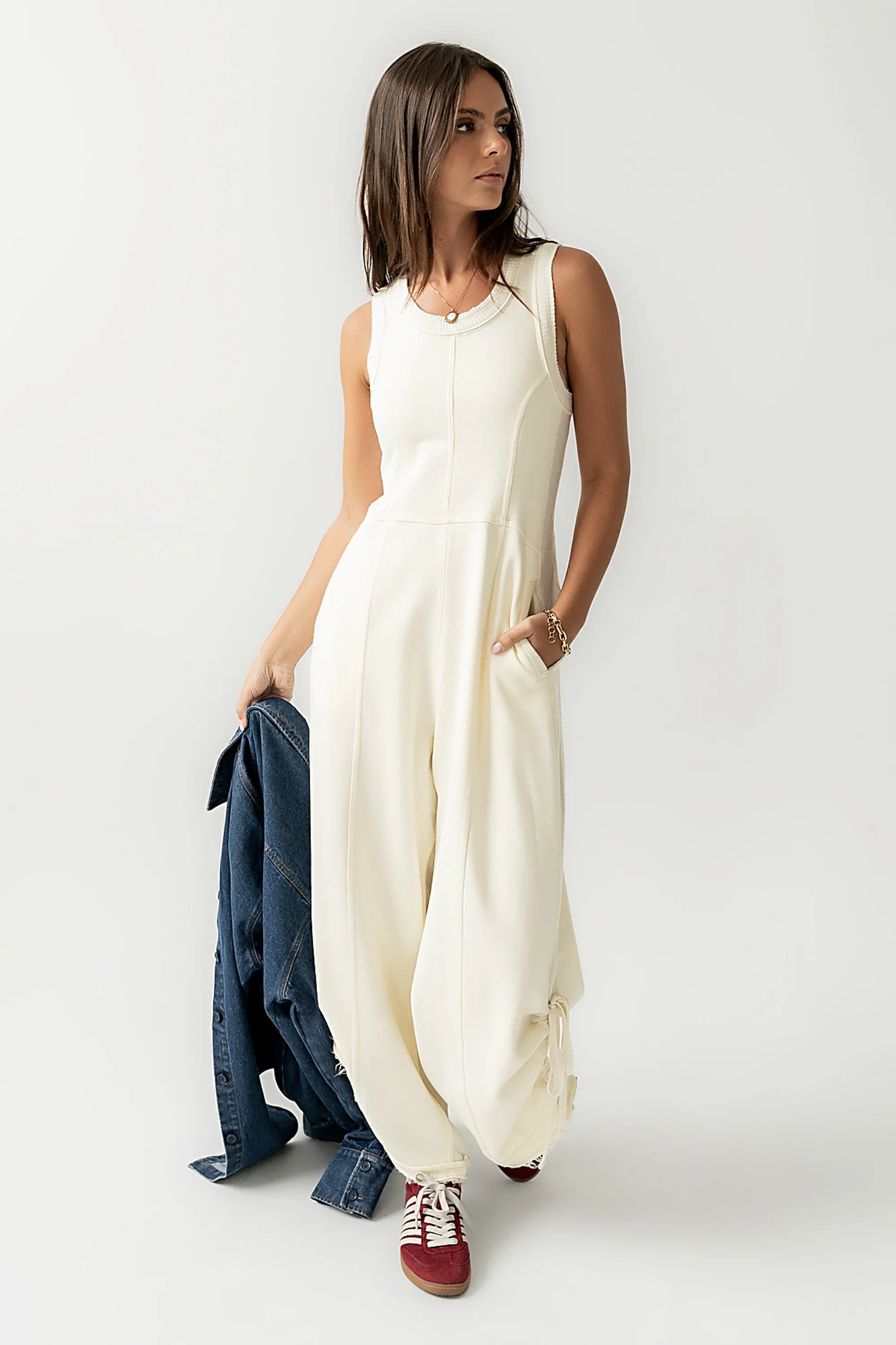 Tristan Knit Jumpsuit in Cream