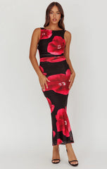 Priya Black Floral Maxi Dress
