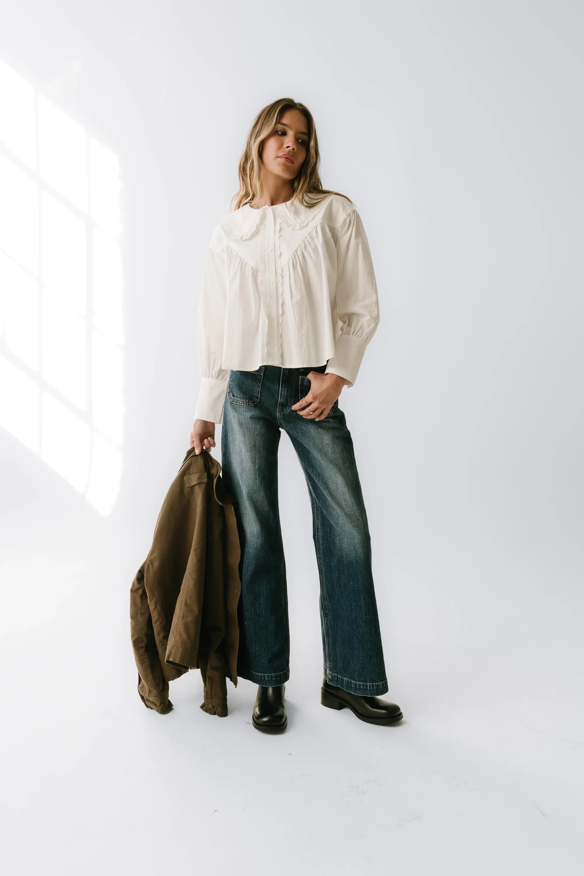 Alexia Wide Leg Jeans in Dark Wash
