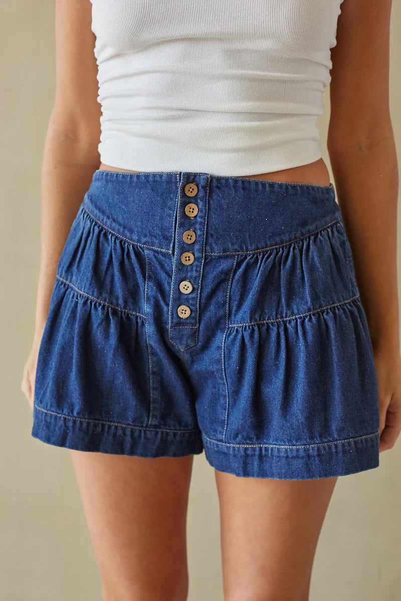 Priya Button Up Denim Shorts