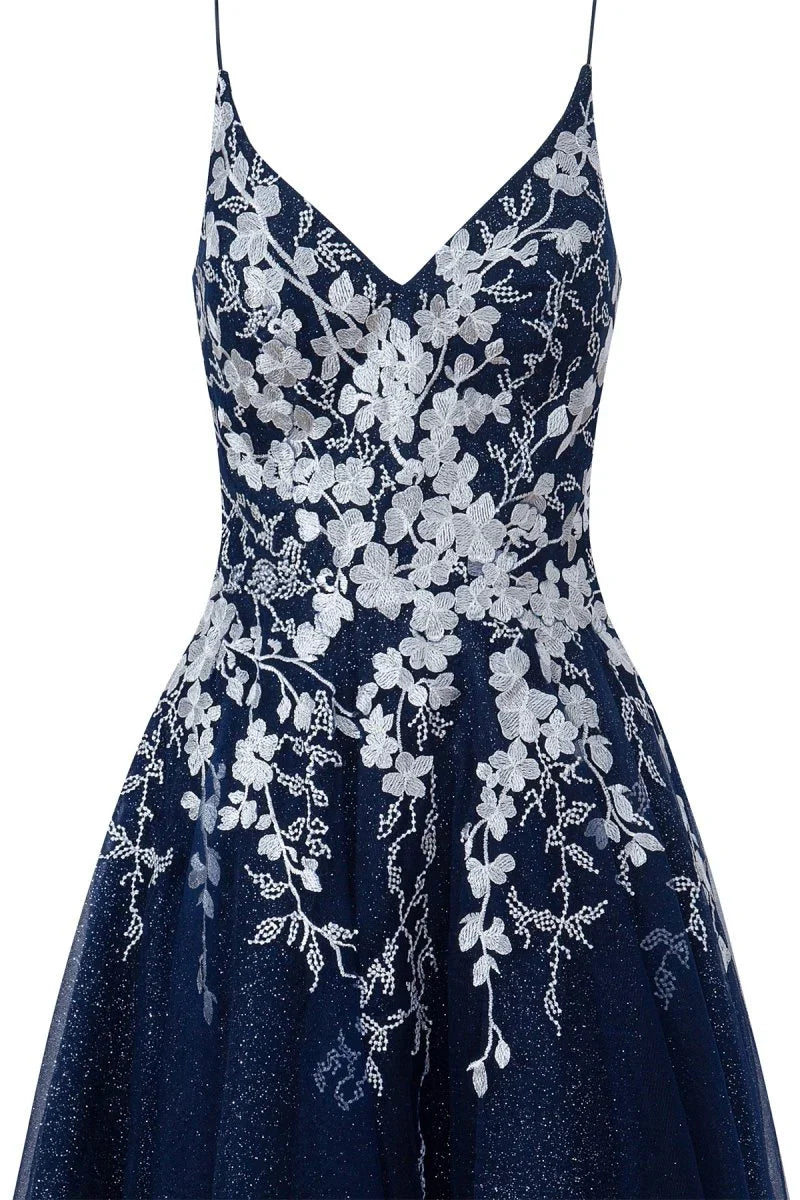 Aline Short Glitter Tulle Homecoming Dress with Appliques
