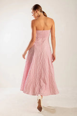 ROLL WITH IT LIGHT PINK MIDI DRESS