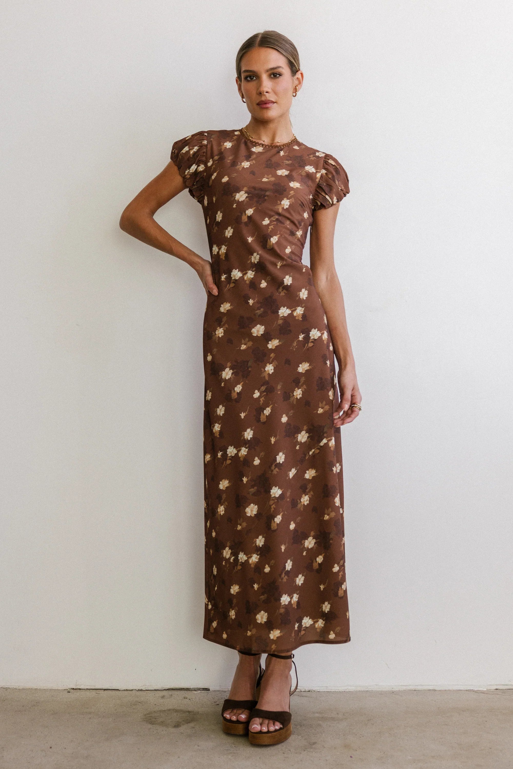 Ellianna Floral Maxi Dress in Brown