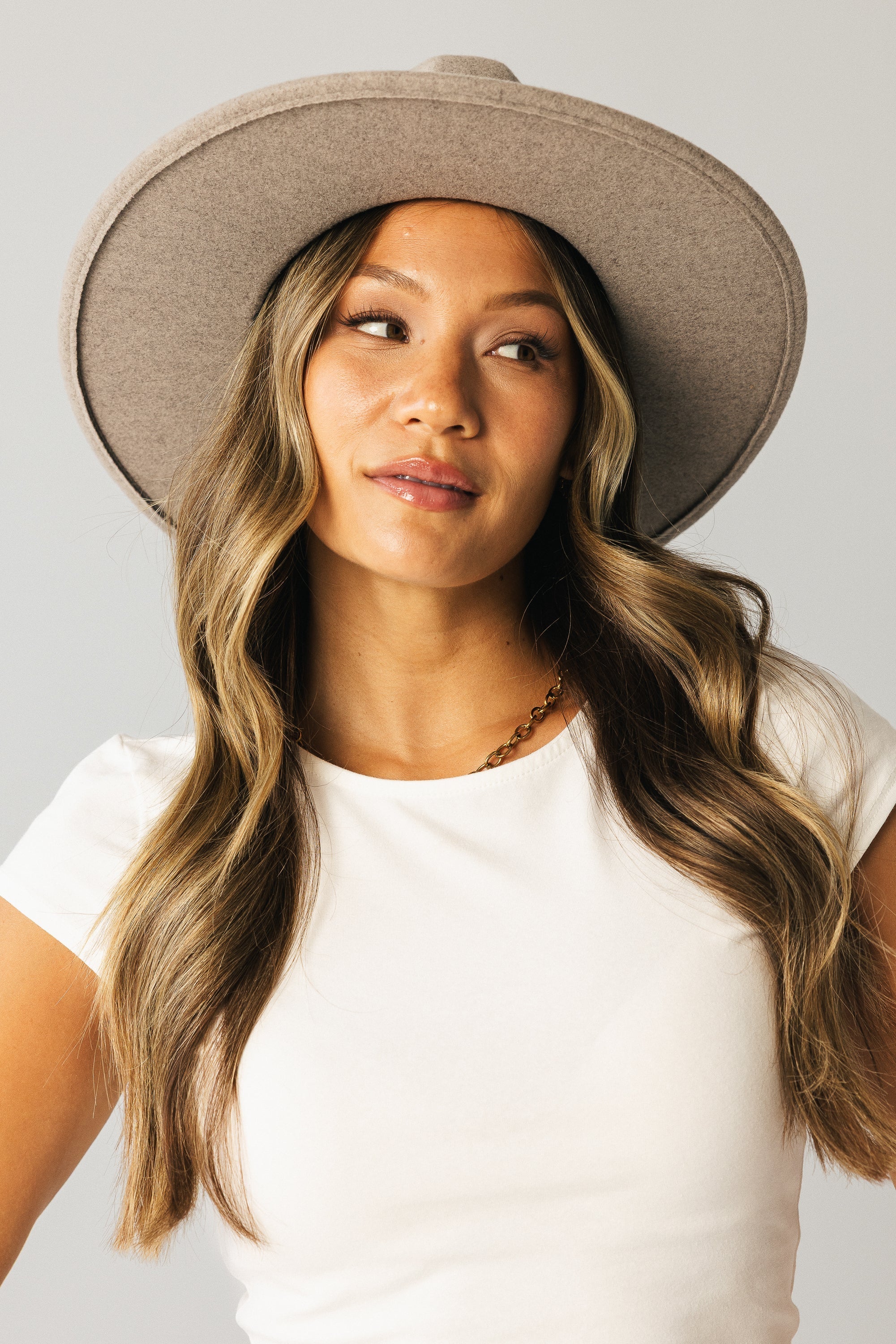Geometric Felt Hat in Taupe