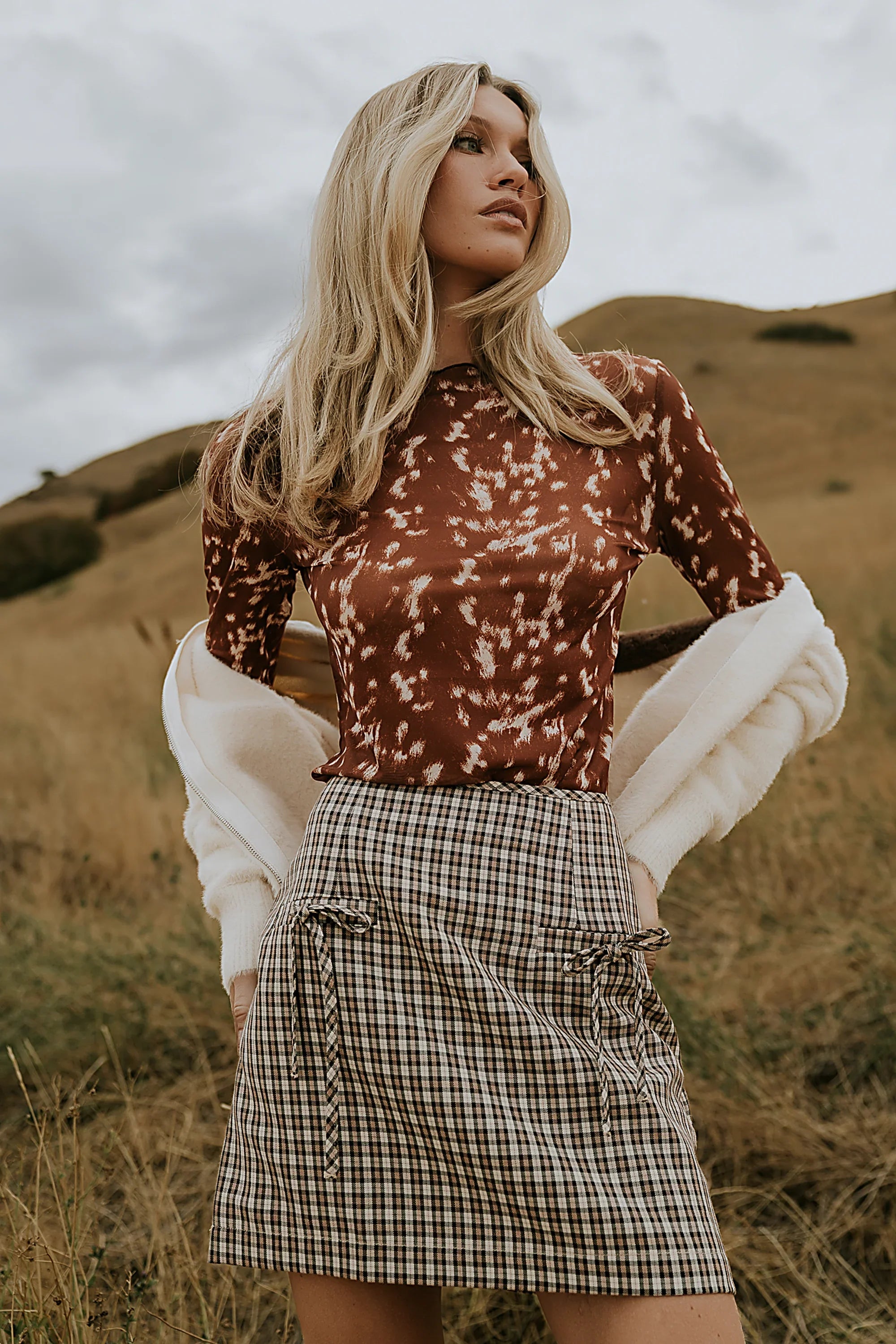 Oshen Plaid Mini Skirt