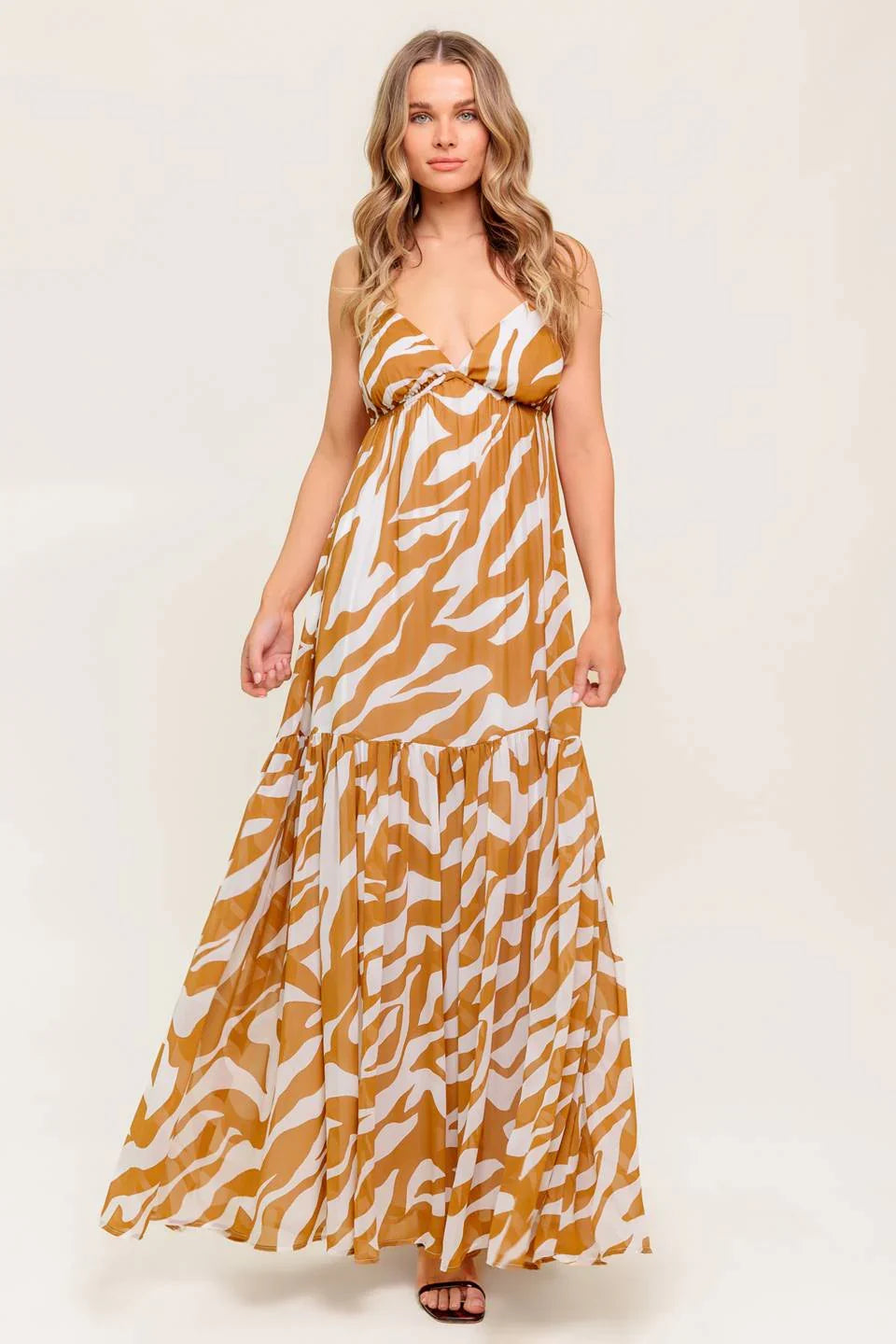 CAMMIE ZEBRA PRINT MAXI DRESS