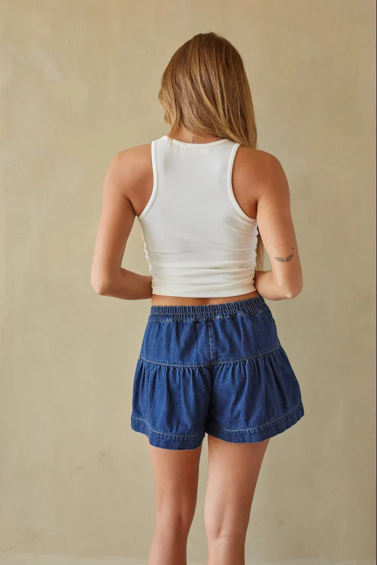 Priya Button Up Denim Shorts