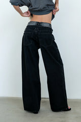 Arabella Wide Leg Jeans in Washed Black