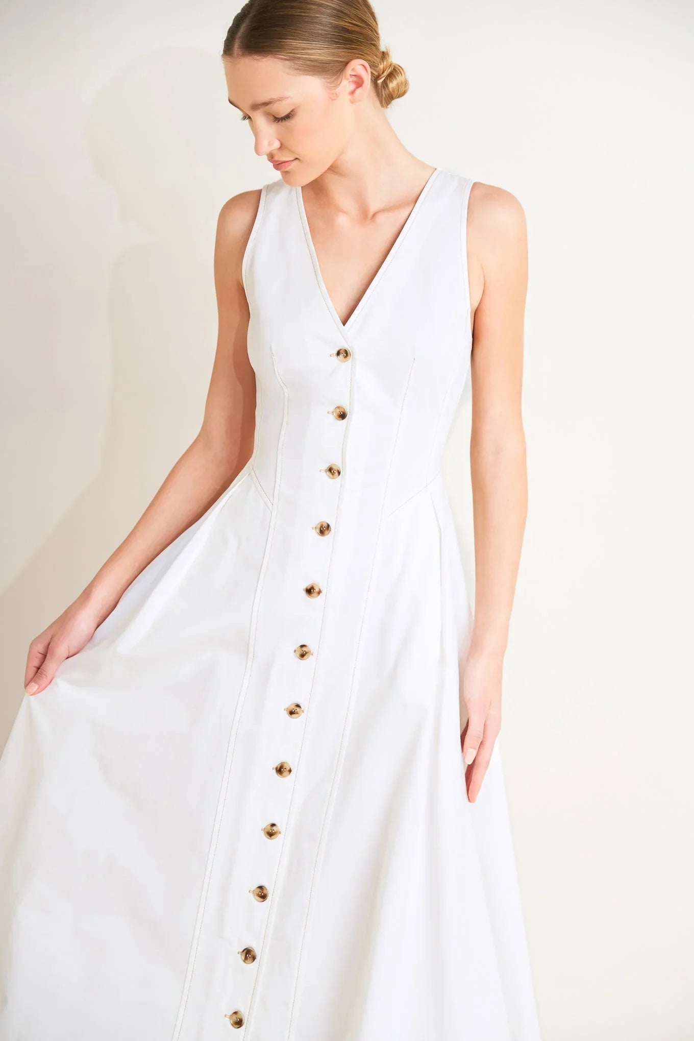 ELEGANTLY YOURS WHITE MIDI DRESS
