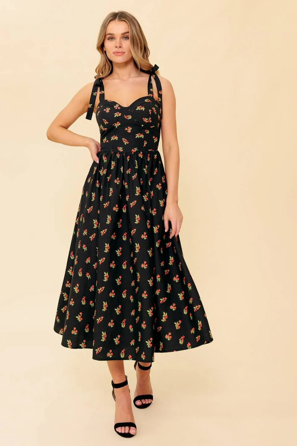 ENCHANTING MOMENTS WOVEN MIDI DRESS