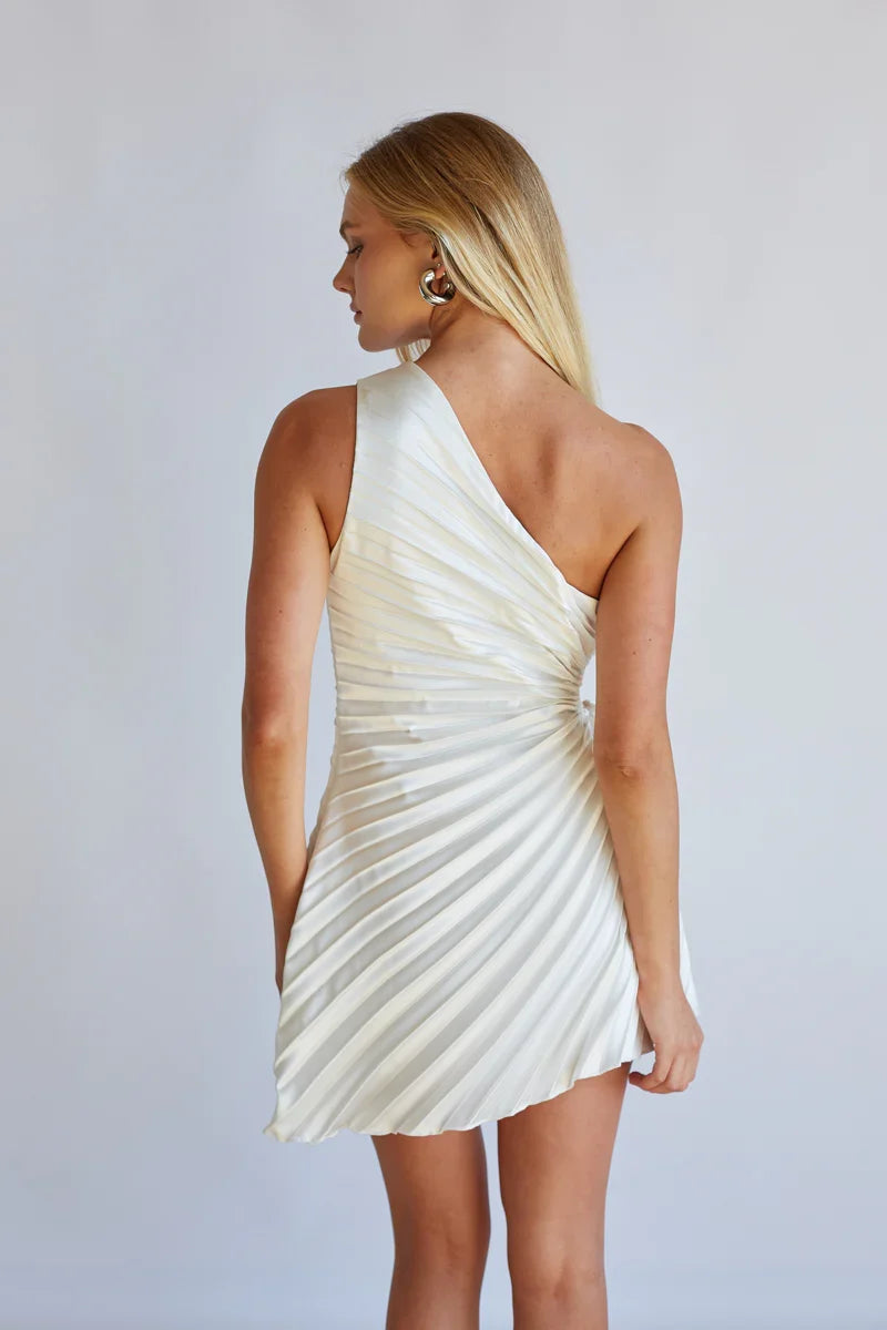 Carrie One Shoulder Plisse Mini Dress