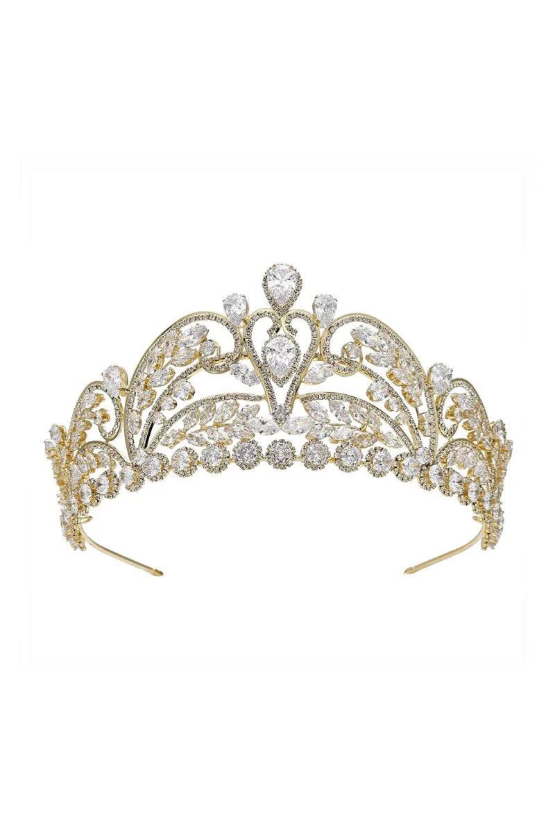 Gold Cubic Zirconia Bridal Tiara