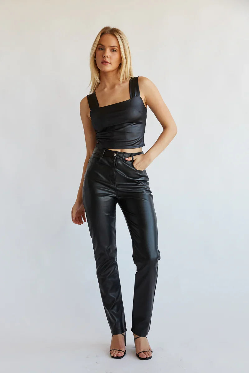 Katella Vegan Leather Straight Leg Pants