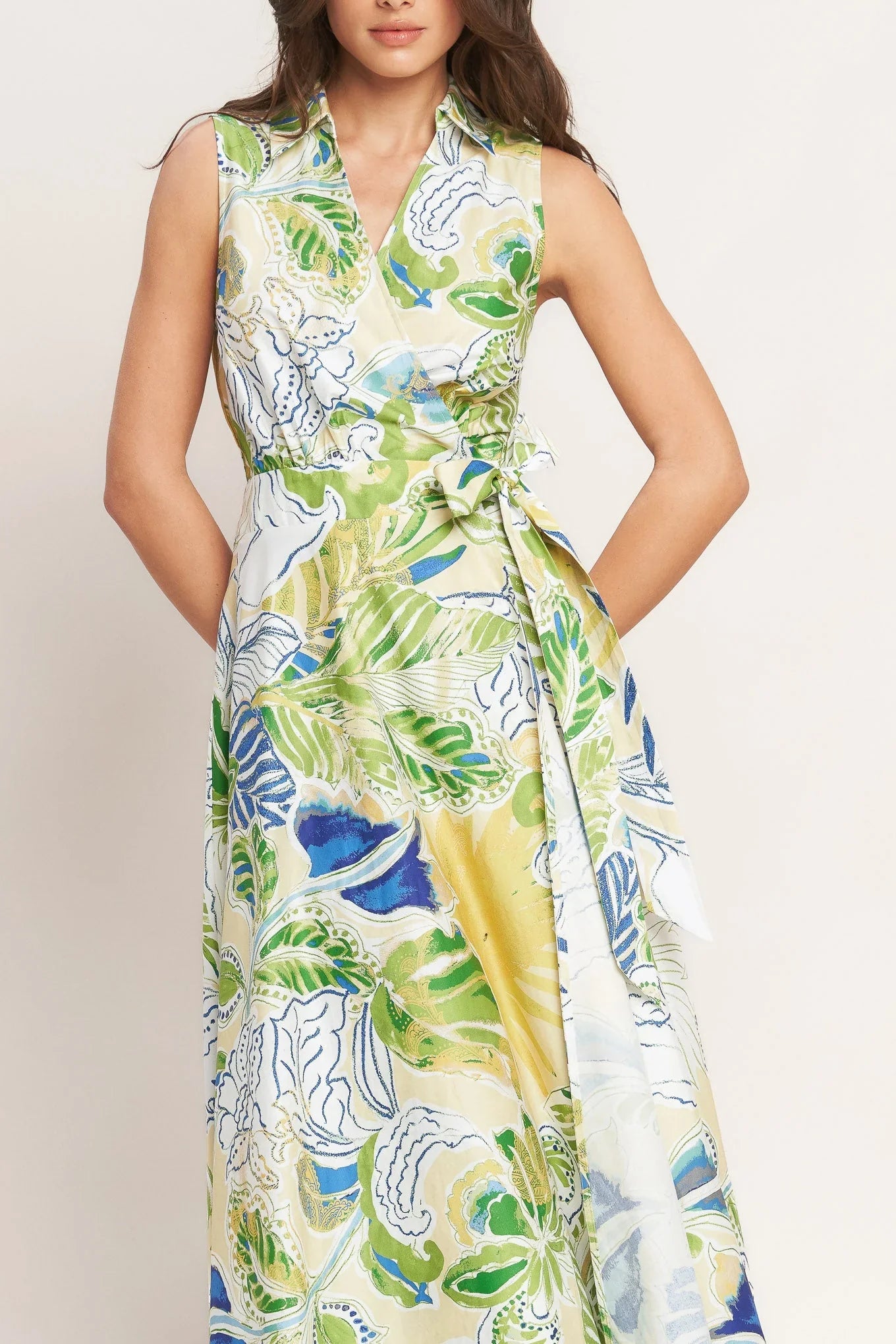 LAGOON FLOW MIDI WRAP DRESS