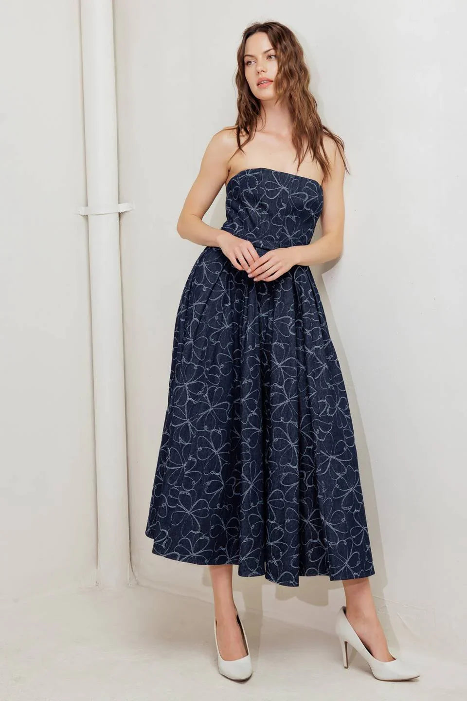 MOONBEAM DENIM MIDI DRESS