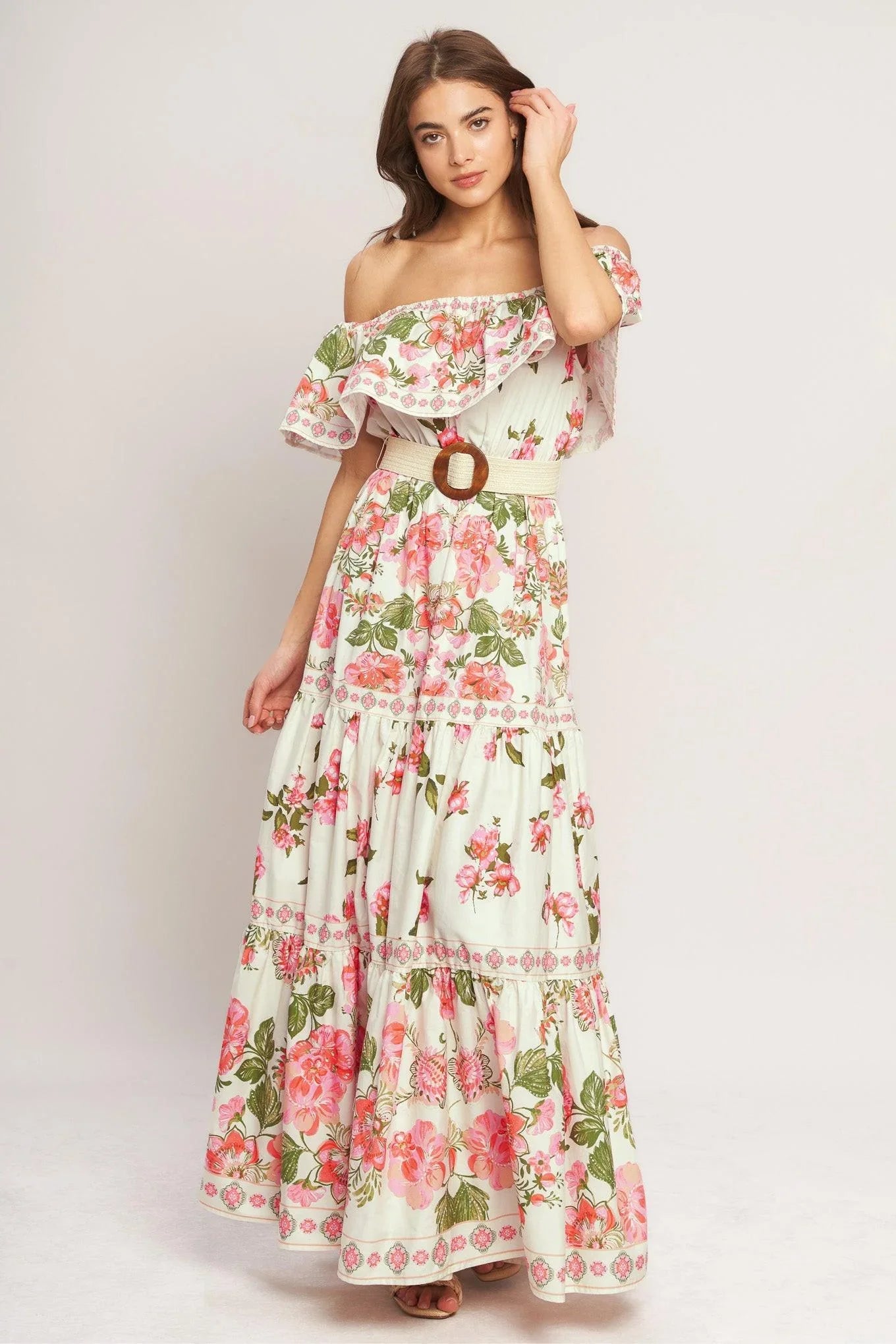 SWEET ESCAPE OFF SHOULDER MAXI DRESS