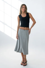 Jordyn Polka Dot Skirt in Heather Grey