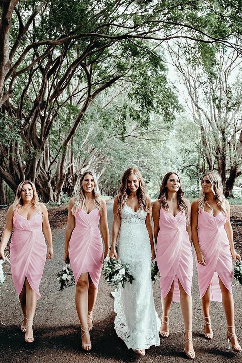 Cheap Sheath Bridesmaid Dresses Chiffon Short Gowns