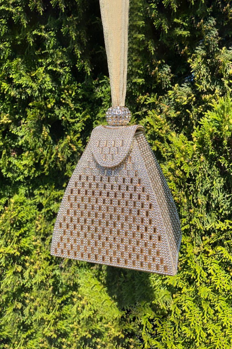 Crystal Gold Pyramid Handbag