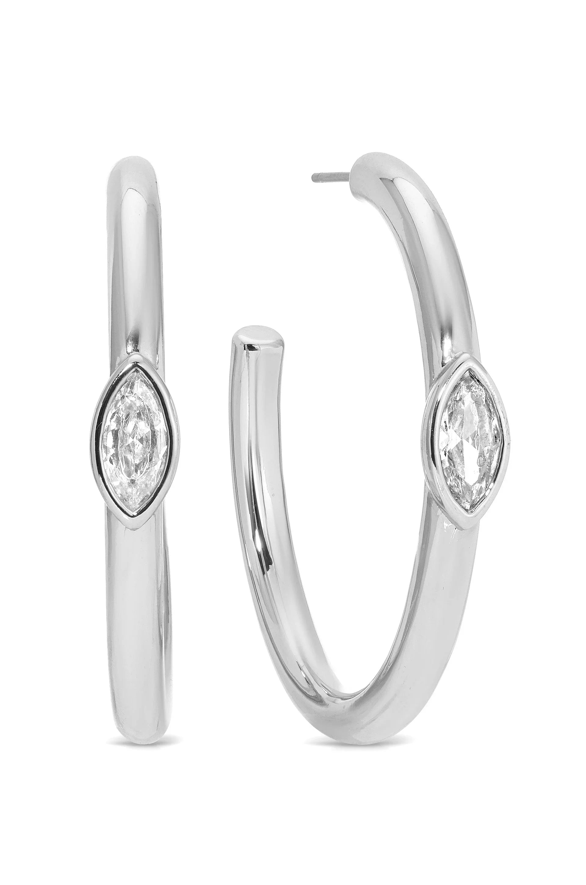 Large Marquise Crystal Hoops