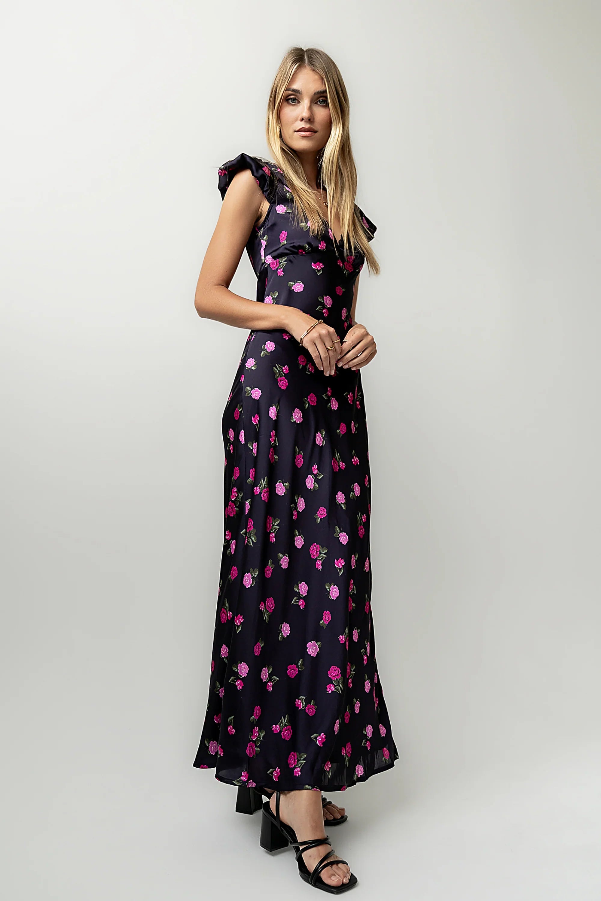 Asa Floral Maxi Dress in Plum