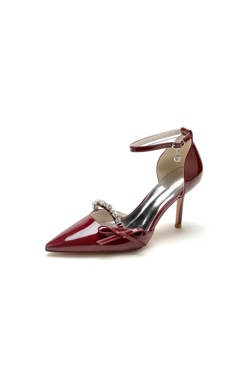Patent Leather Wedding High Heels with Bow