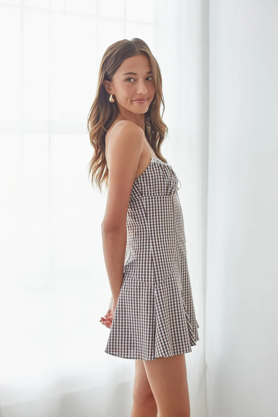 Liv Gingham Fit and Flare Mini Dress