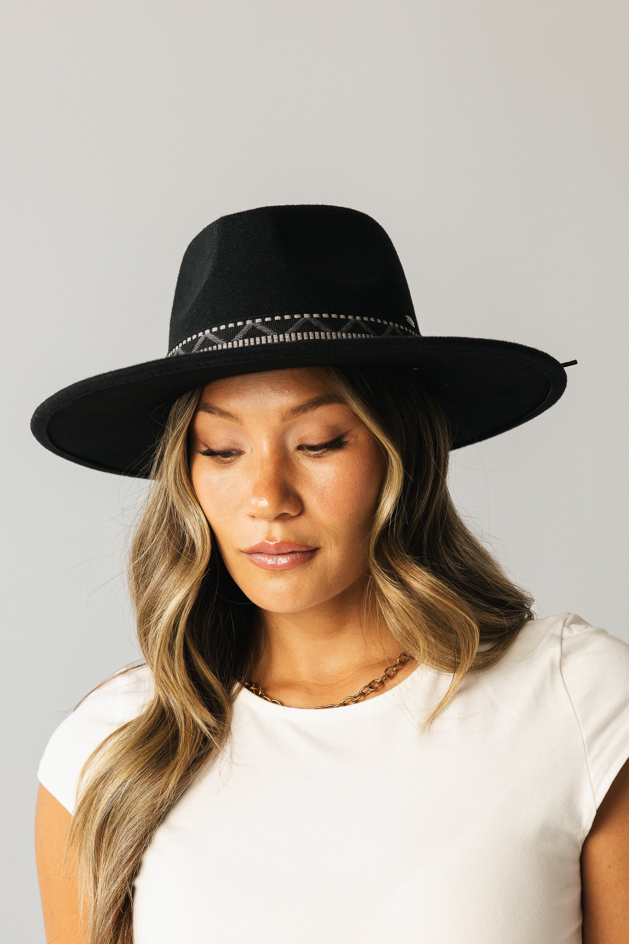 Geometric Felt Hat in Black
