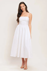 CLOUD PETAL WHITE DENIM MIDI DRESS
