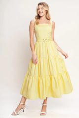 SUNSHINE SERENADE YELLOW MIDI DRESS