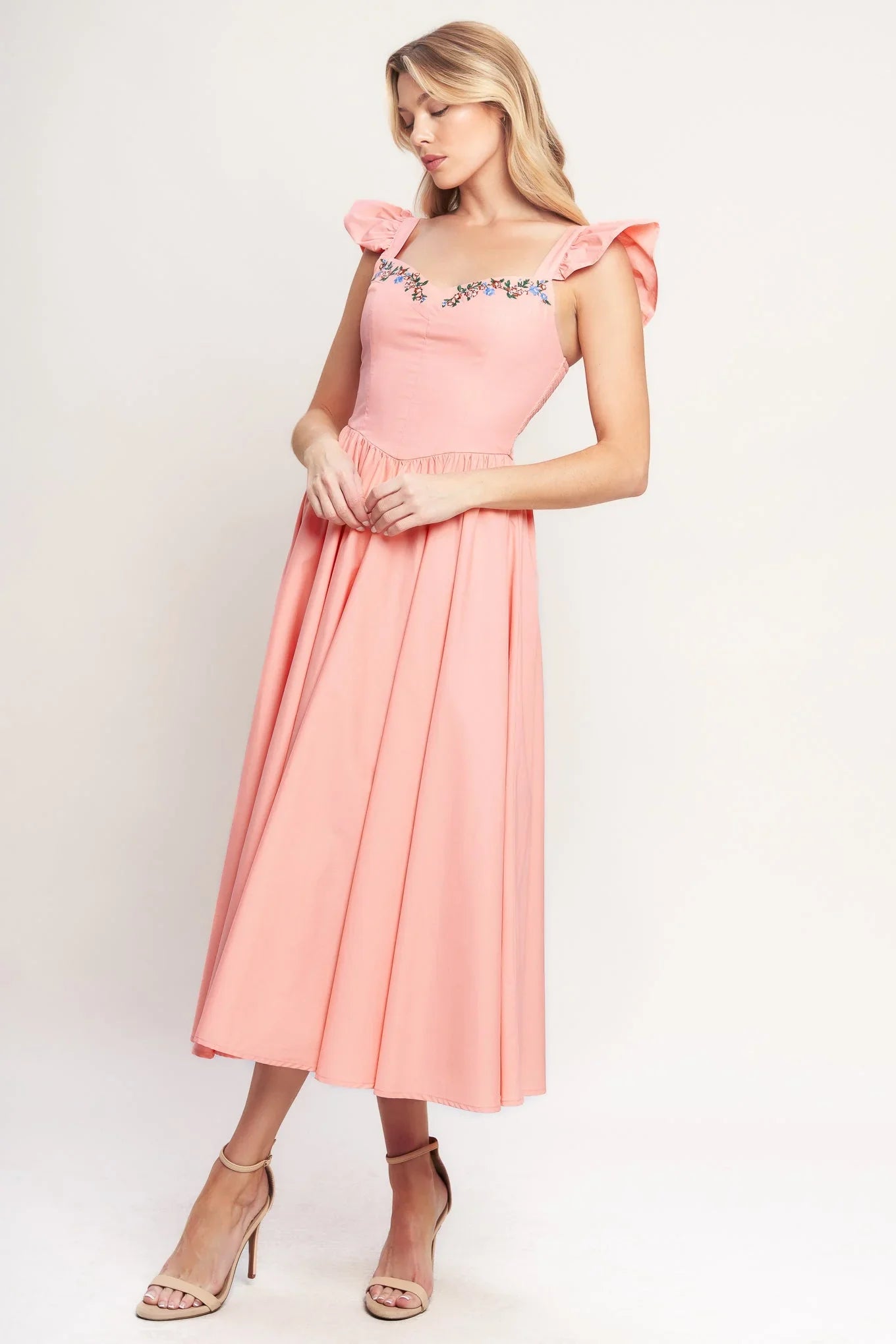 BLUSHED WITH LOVE DUSTY PINK MIDI DRESS