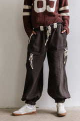 Cozette Striped Baggy Pants in Navy