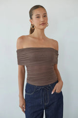 Vada Off the Shoulder Mesh Top