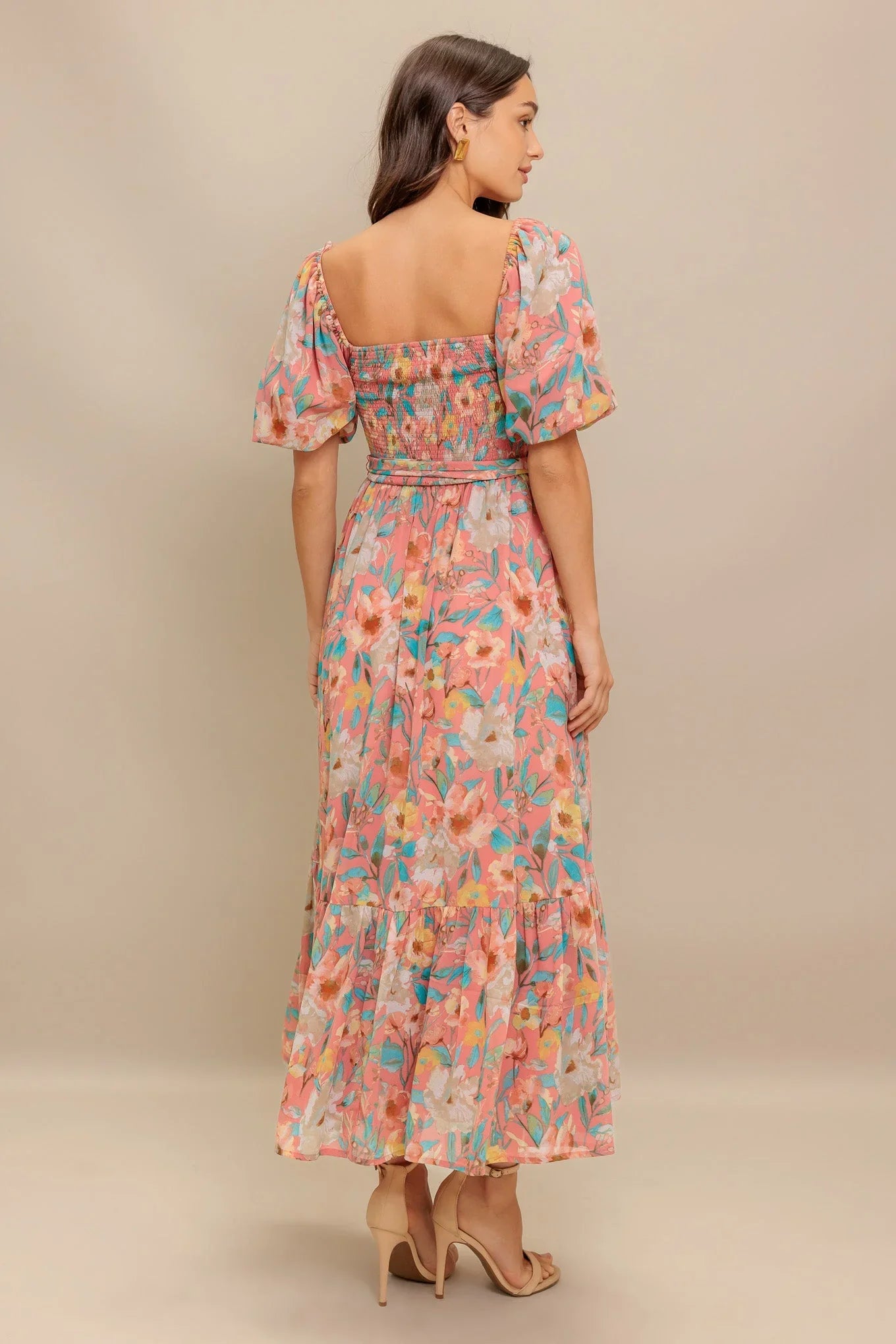 ROSY TWILIGHT FLORAL MIDI DRESS