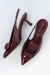 Nena Slingback Heels in Burgundy