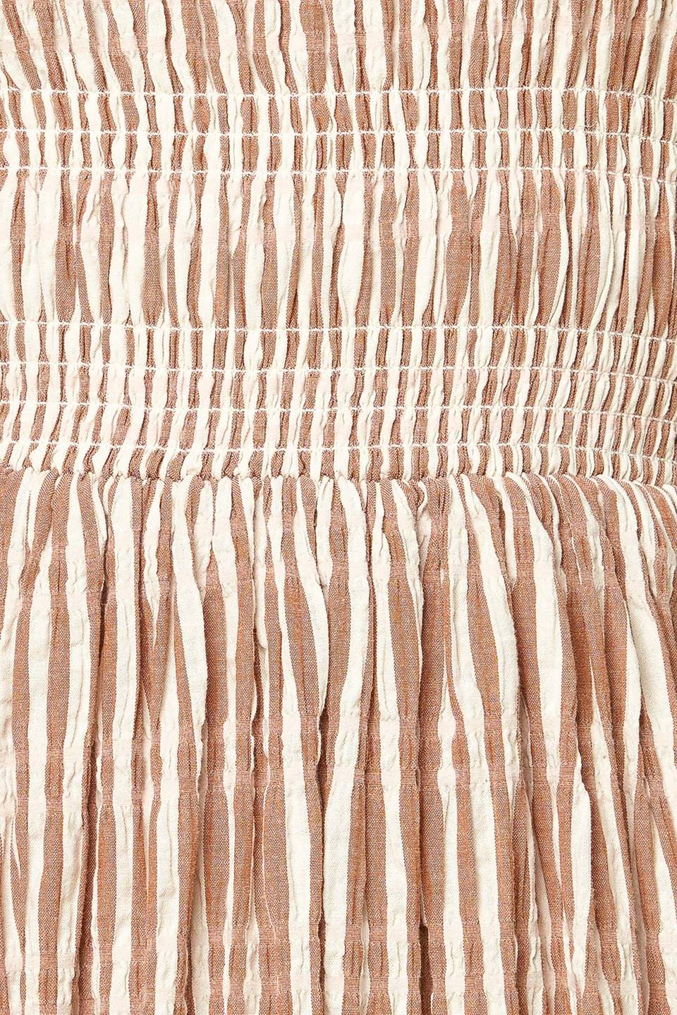 VALHALLA BROWN STRIPED MIDI DRESS