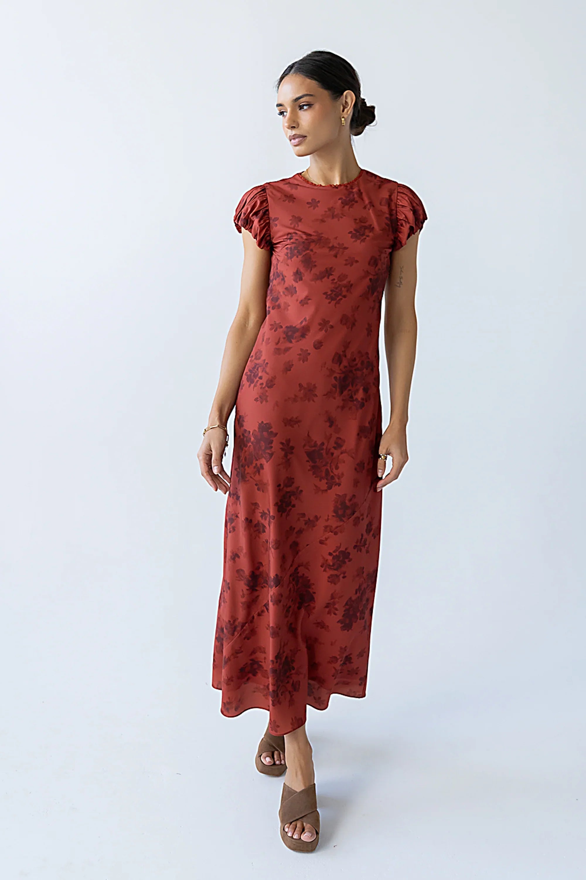 Ellianna Floral Maxi Dress in Brick