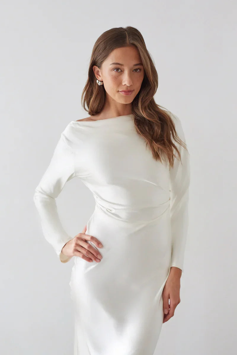 Sofia Open Back Satin Maxi Dress